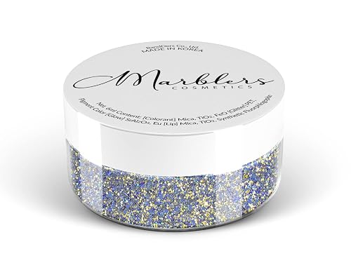 MARBLERS Holographic Face & Body Glitter [Gold Splash Blue] 0.18oz (5g) | Fine | Non-Toxic | Cruelty-Free | Festival, Rave & Party Makeup | Eye, Hair