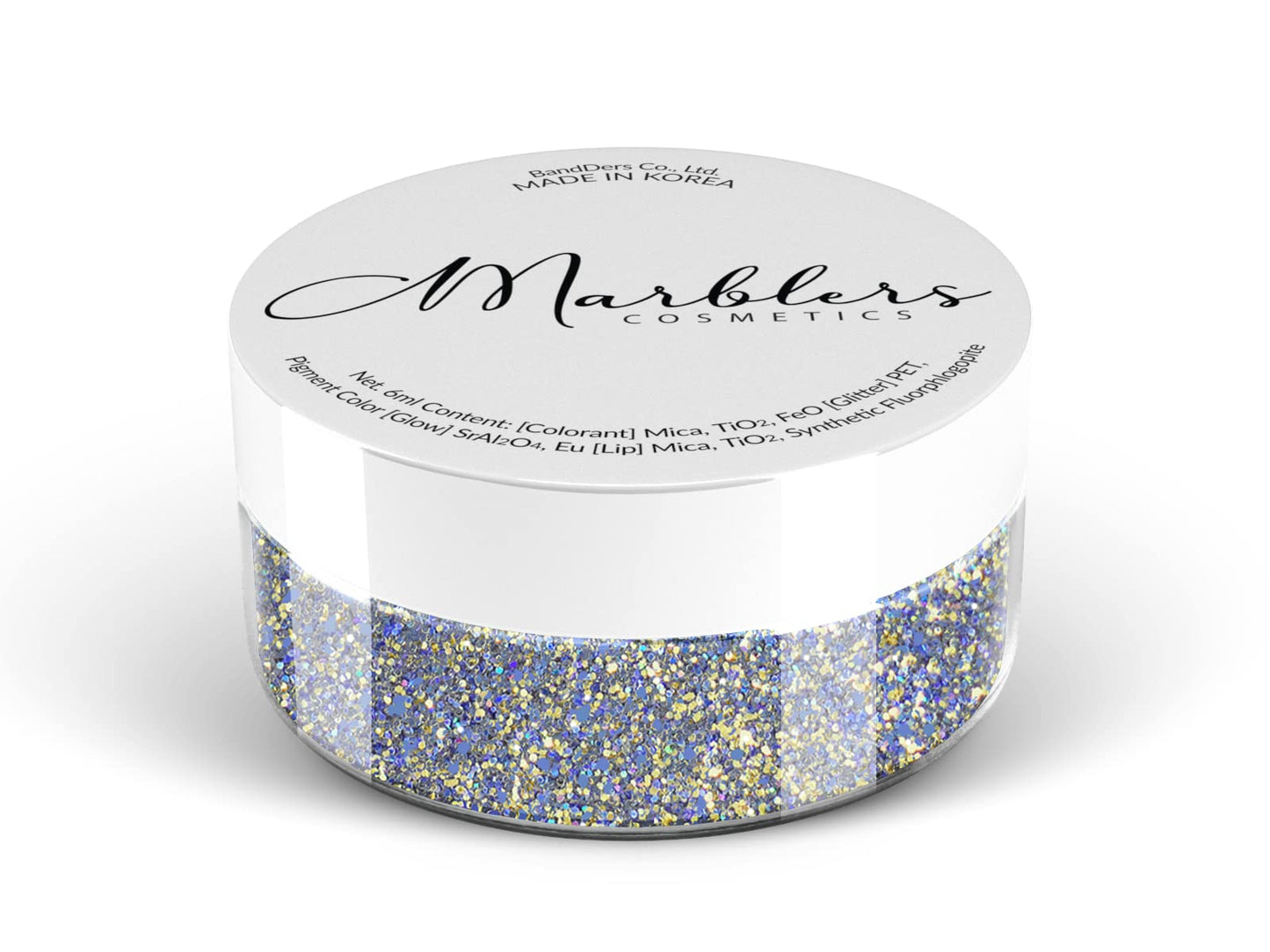 MARBLERS Holographic Face & Body Glitter [Gold Splash Blue] 0.18oz (5g) | Fine | Non-Toxic | Cruelty-Free | Festival, Rave & Party Makeup | Eye, Hair