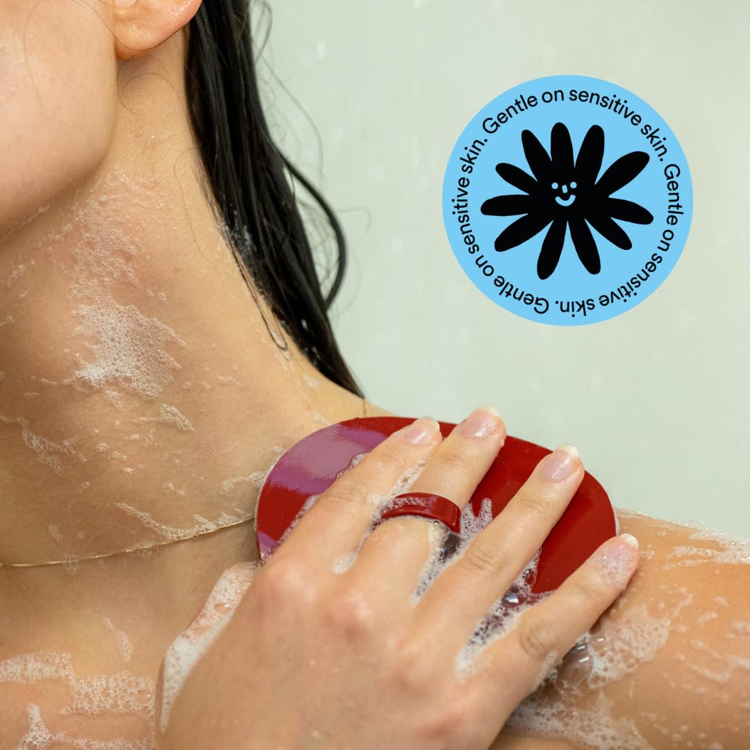 Boie USA Loop Body Scrubber - Soft Silicone-Like Exfoliating Shower Scrubber, Body Cleansing Brush - Hang-to-Wall Loofah Replacement - Antimicrobial