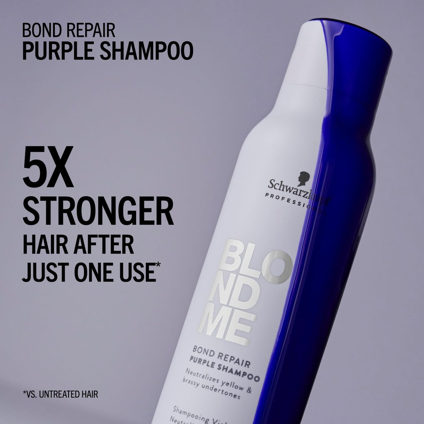 BLONDME Bond Repair Purple Shampoo & Conditioner Bundle | Neutralized Yellow Undertones, Prevents Brassiness & Strengthen Blonde Hair