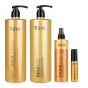 TAHE Keratin Gold Shampoo 1000ml, Mask 1000ml, Serum 30ml & Bio-Fluid Leave-In Conditioner 2 Phase (New Presentation)