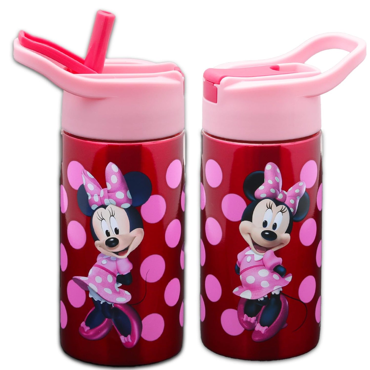 Disney Minnie Mouse Stainless Steel Water Bottle for Girls - 14 Oz Reusable Canteen for Home, School, Plus Stickers, More | Minnie Mouse Water Bottle