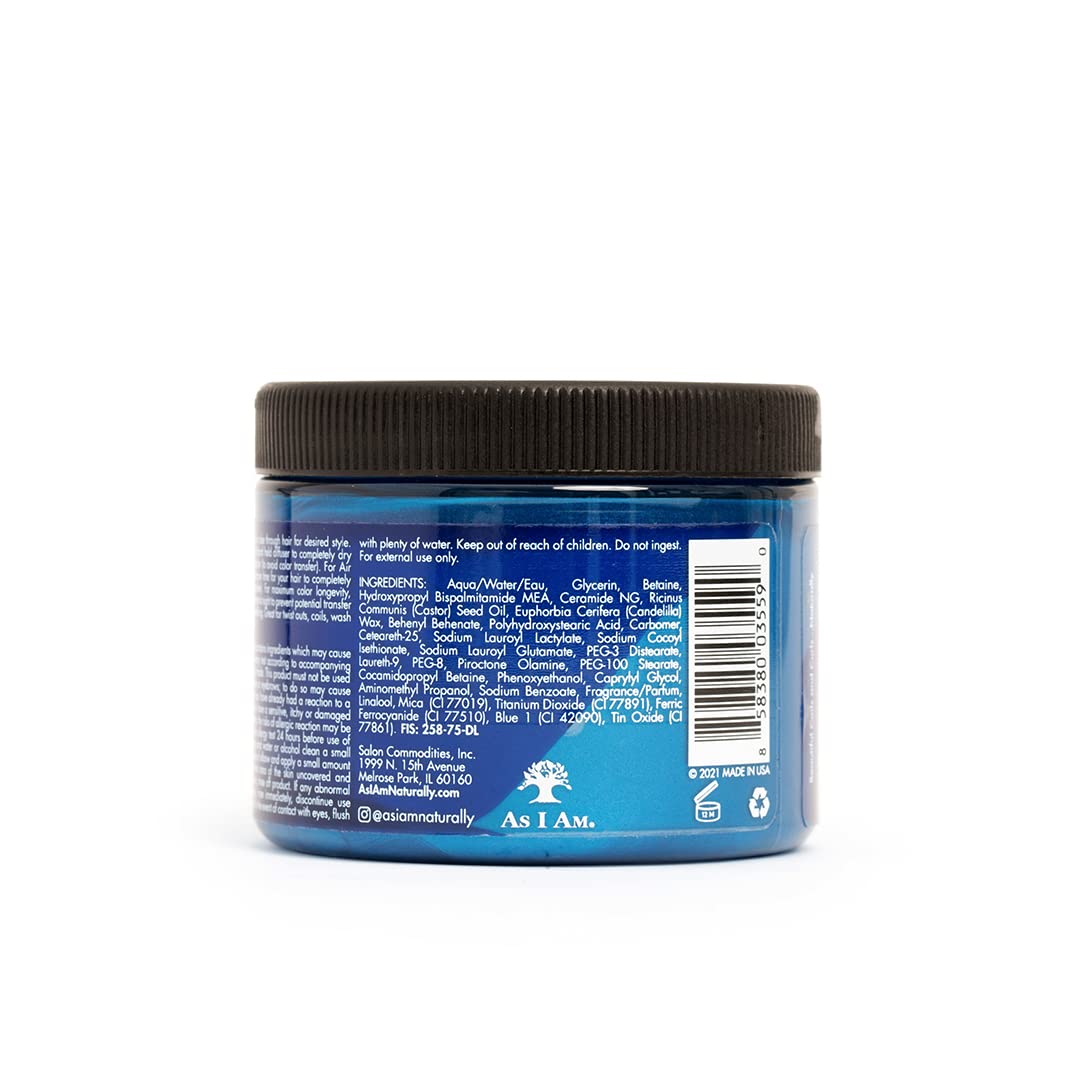 As I Am Curl Color - Cool Blue - 6 oz - Color & Curling Gel - Temporary - Medium Hold - with Jamaican Black Castor Oil, Ceramides, & Betaine - Vegan