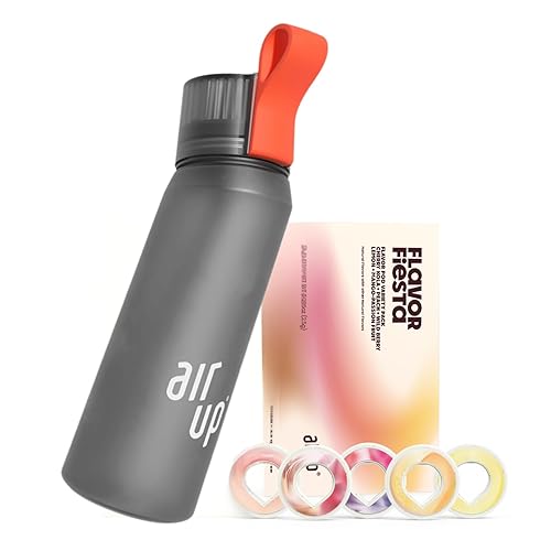 air up® water bottle (22oz) for school, sports, gym | includes 5 scent pods & straw | flavored bottle in grey - also for kids, boys, girls | no…