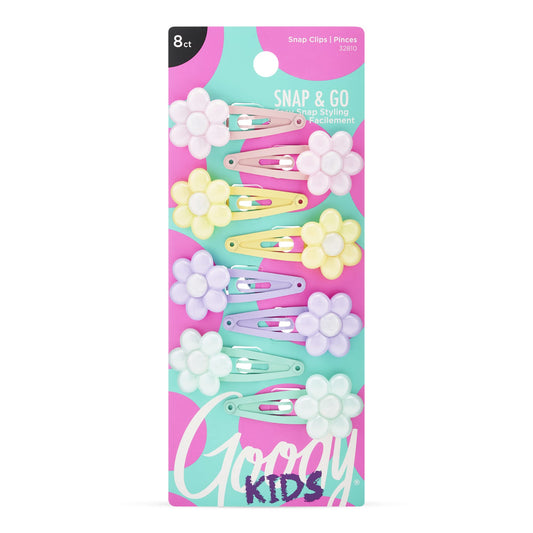 Goody Kids Mini Epoxy Contour Snap Clips - 8 Count, Daisy Charm - Just Snap Into Place - Suitable for All Hair Types - Pain-Free Hair Accessories Beauty & Personal Care GOODY