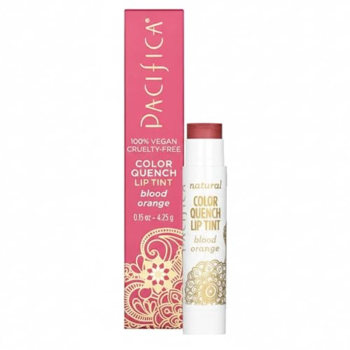 Pacifica Tinted Lip Balm - Color Quench Hydrating Flavored Lip Balm -Blood Orange Flavor - Clear -w/Coconut Oil & Cocoa Butter Natural Clean Beauty