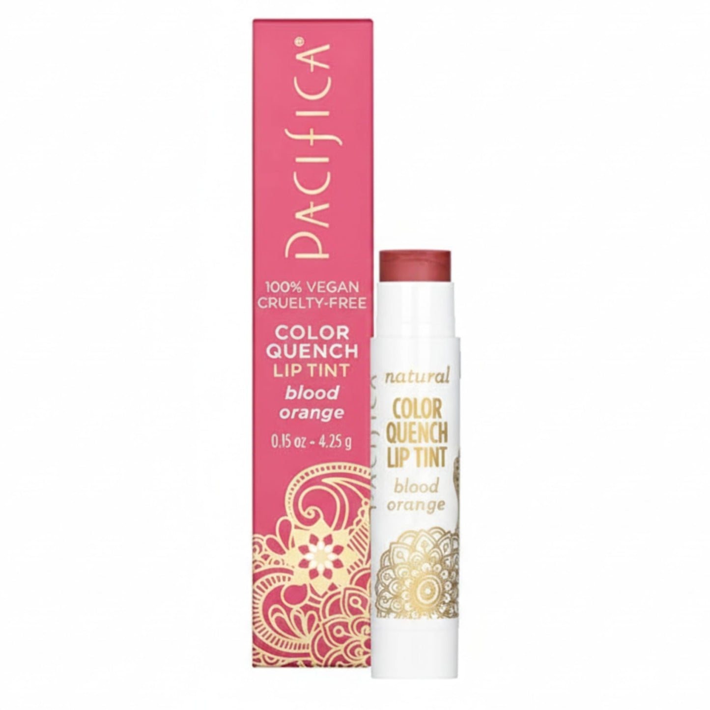 Pacifica Tinted Lip Balm - Color Quench Hydrating Flavored Lip Balm -Blood Orange Flavor - Clear -w/Coconut Oil & Cocoa Butter Natural Clean Beauty