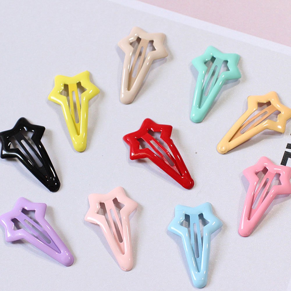 Daycount® 10pcs Colorful Stars Duckbill Clip Hair Clip For Ladies Teens Girls Hair Salon Hairpin (Random Color)