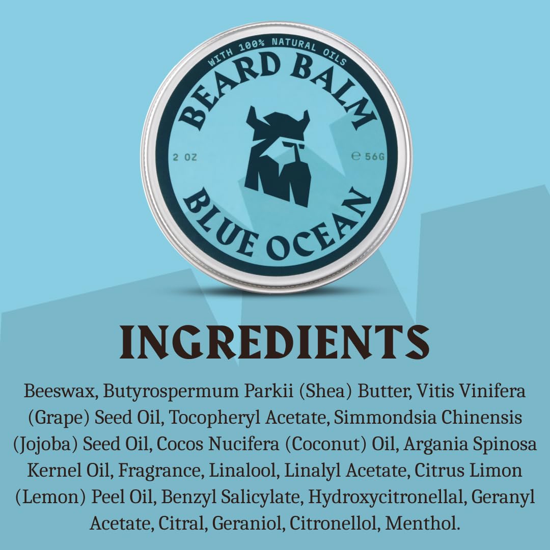 Striking Viking Beard Balm for Men -2 Oz (1 Pack), Blue Ocean - Leave in Beard Conditioner - Styling Balm Made with Naturally Derived Beard Butter Beauty and Personal Care Striking Viking