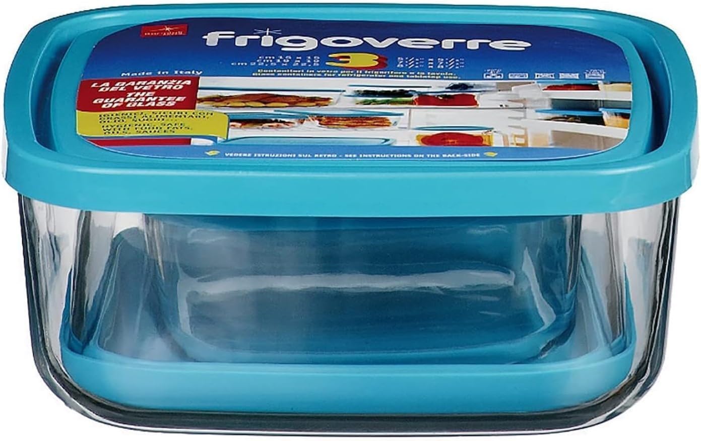 Bormioli Rocco Frigoverre Square Glass Food-Storage Containers with Lids, Set of 3