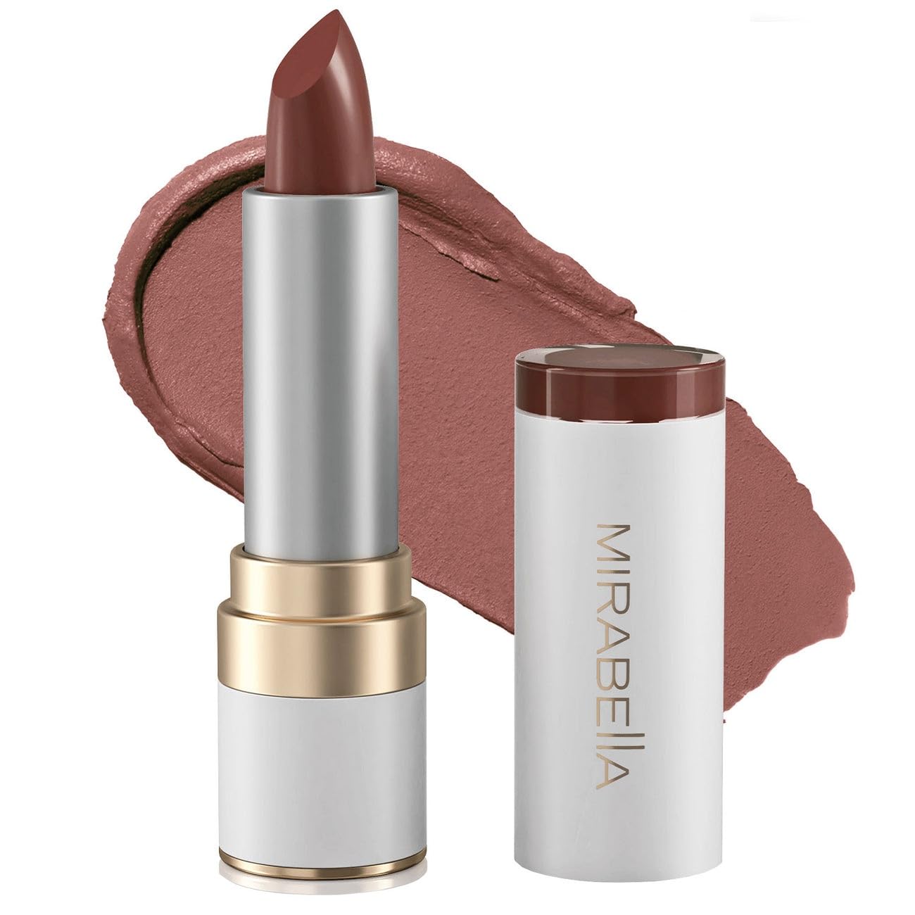 Mirabella - Sealed with Kiss Full-Coverage Moisturizing Lipstick, Richly Pigmented, Creamy Lip Makeup, Hydrating Mineral-Based Lip Color with