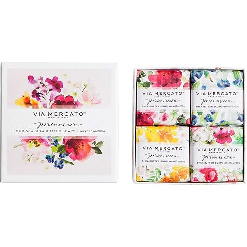 Via Mercato Primavera Spring Collection, Soap Gift Set (4 x 50 gram), Spring Flowers