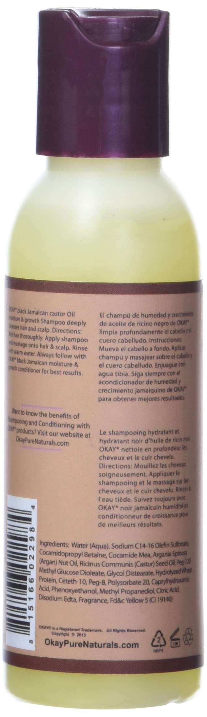 OKAY BLACK JAMAICAN CASTOR OIL MOISTURE GROWTH SHAMPOO 2oz/59ml