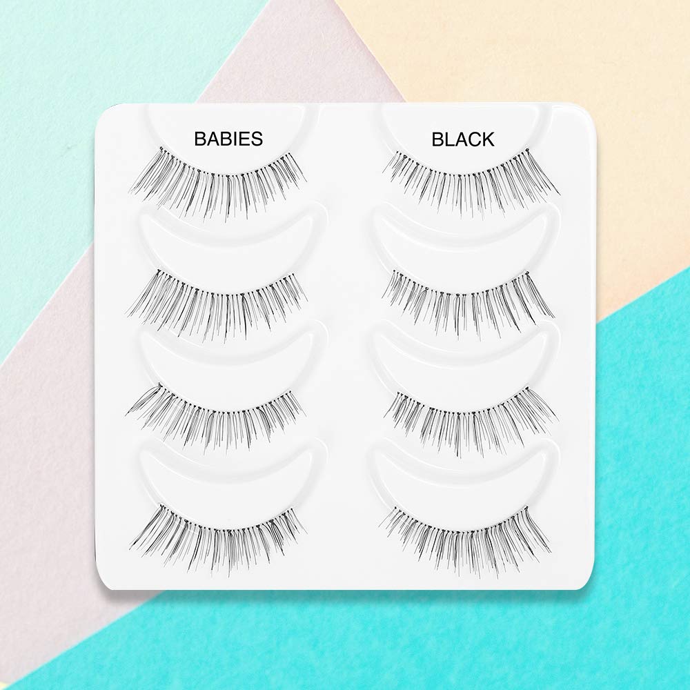 Ardell False Eyelashes Natural Lashes Babies Black - Lightweight, Short Length, Reusable Fake Lashes, 4 Pairs, 1 Pack