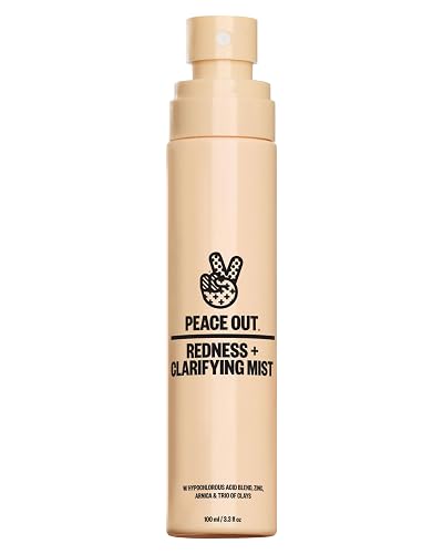 PEACE OUT Redness + Clarifying Mist, Hypochlorous Acid Facial Spray with Zinc and Arnica, Helps Reduce Redness, Control Excess Oil, and Refresh Dry