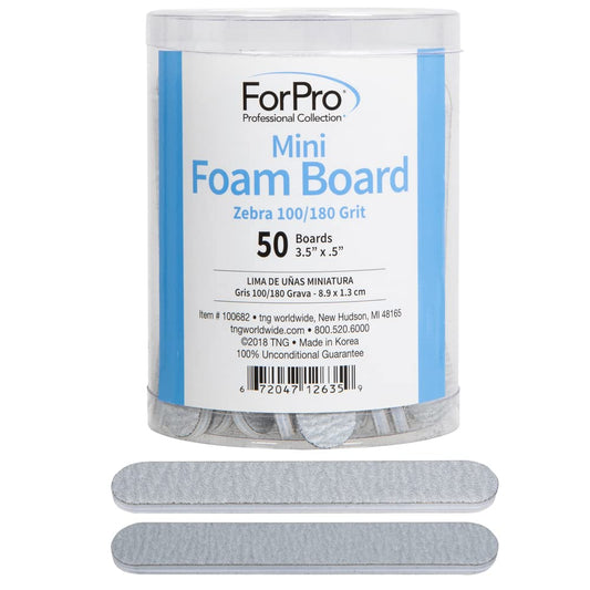 ForPro Professional Collection Mini Foam Board, Zebra, 100/180 Grit, Double-Sided Manicure Nail File, 3.5” L x .5” W, 50-Count Beauty & Personal Care ForPro Professional Collection
