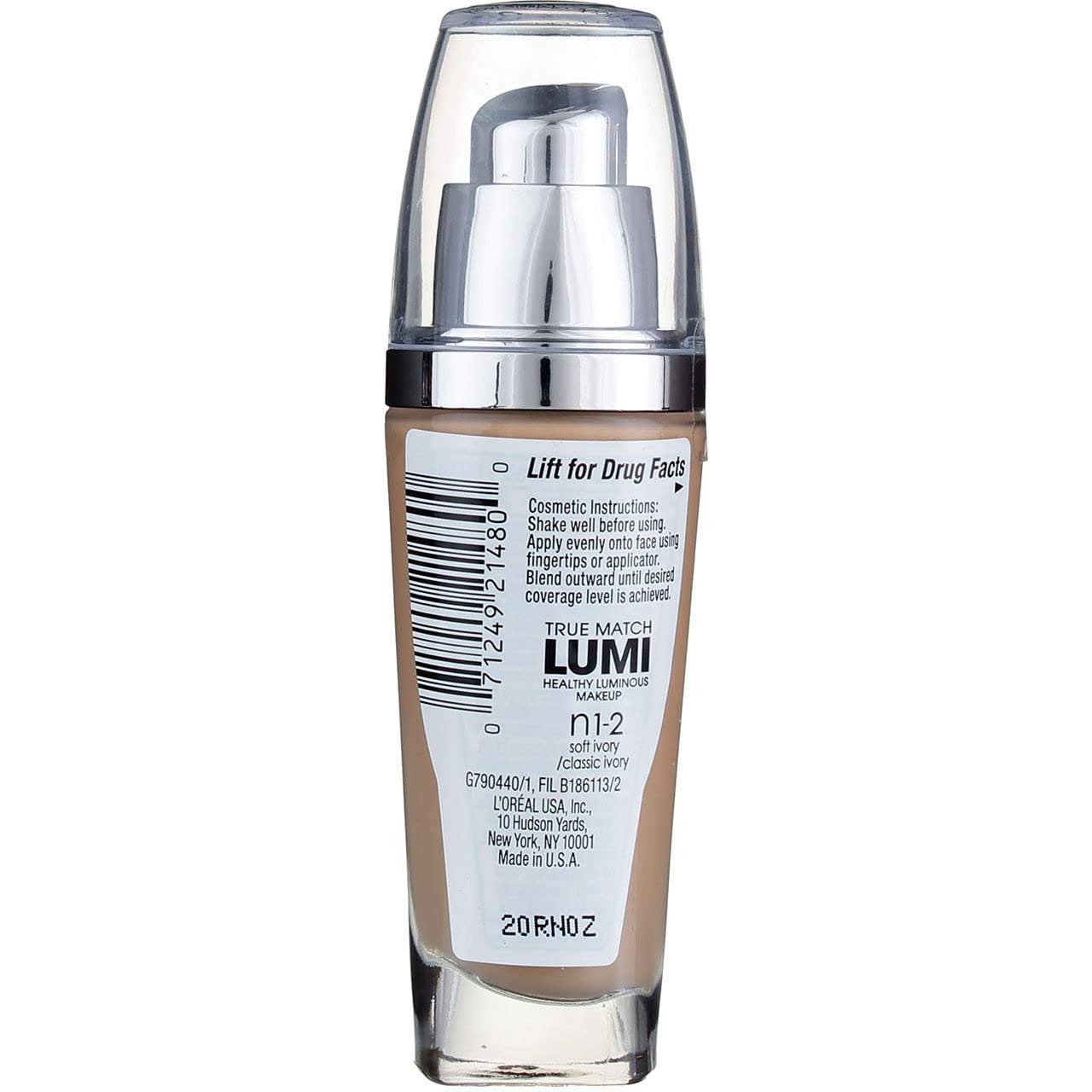 L’Oreal ParisTrue Match Lumi Healthy Luminous Makeup, Soft Ivory/Classic Ivory [N1-2], 1 oz (Pack of 2)