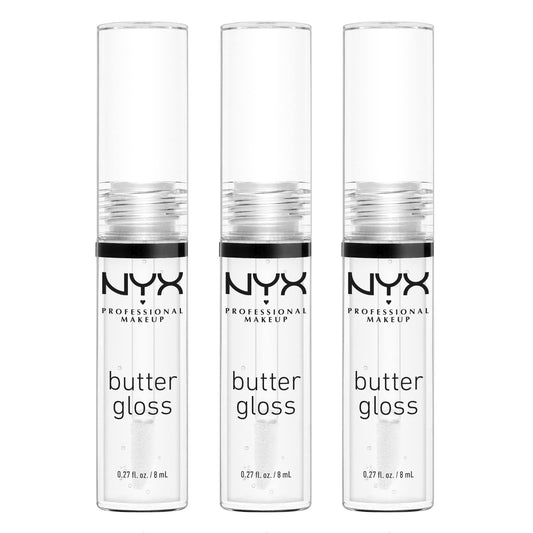 NYX PROFESSIONAL MAKEUP Butter Gloss, Non-Sticky Lip Gloss - Sugar Glass (Clear), Pack Of 3 Beauty & Personal Care NYX PROFESSIONAL MAKEUP