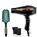 Parlux 3200 Compact Ceramic and Ionic Black Hair Dryer and Miracle Large Detangling Brush Mint Green Nylon Boar Bristles