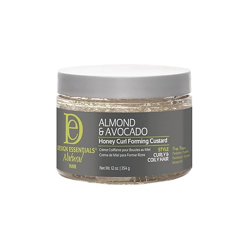 Design Essentials Almond & Avocado Honey Curl Forming Custard, Defines Curls & Fights Frizz, For Curly, Coily, & Kinky Hair 12 oz, Pack of 1