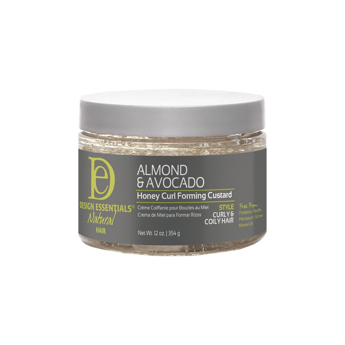 Design Essentials Almond & Avocado Honey Curl Forming Custard, Defines Curls & Fights Frizz, For Curly, Coily, & Kinky Hair 12 oz, Pack of 1