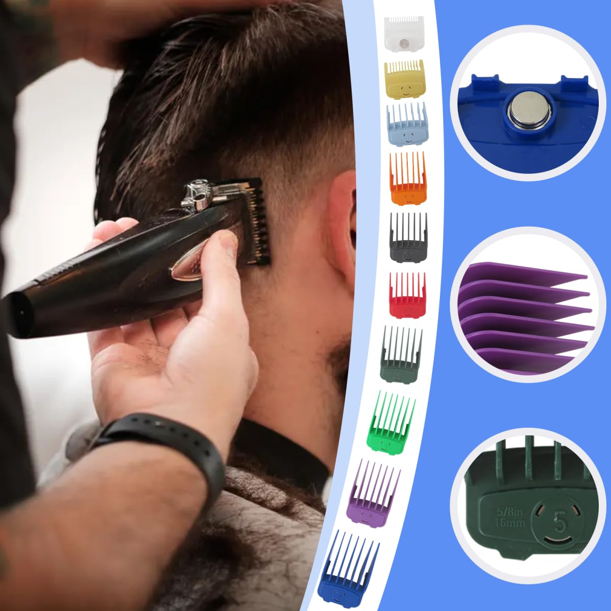 US! 10-Pack Magetic Clipper Guards Set for Limural K11S/Novah HCL-001/Surker K7S/K9C/K9S, Color Coded Clipper Guides Replacement - Length: 1/16" to 1" Beauty and Personal Care YTXXDEUS