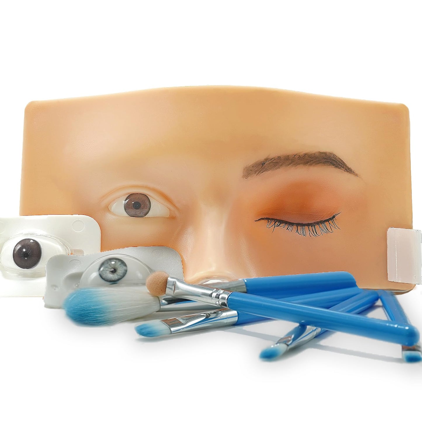 GETPUCHRA Makeup Practice face Eye Makeup Silicone Makeup Practice Board Realistic Face Model Makeup Practice Mask,With Replaceable Eyes (Eye makeup