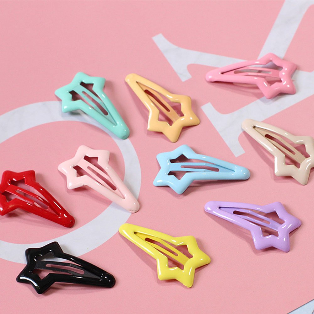 Daycount® 10pcs Colorful Stars Duckbill Clip Hair Clip For Ladies Teens Girls Hair Salon Hairpin (Random Color)