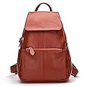 15 Colors Real Soft 100% Genuine Leather Women Backpack Fashion Ladies Travel Bag Preppy Style For Woman (Brown)