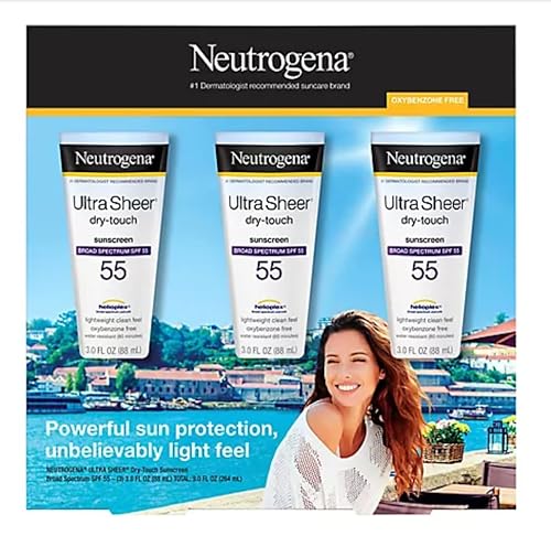 Neutrogena Ultra Sheer Dry-Touch Sunscreen Lotion, Broad Spectrum SPF 55 UVA/UVB Protection, Lightweight Water Resistant Face & Body Sunscreen