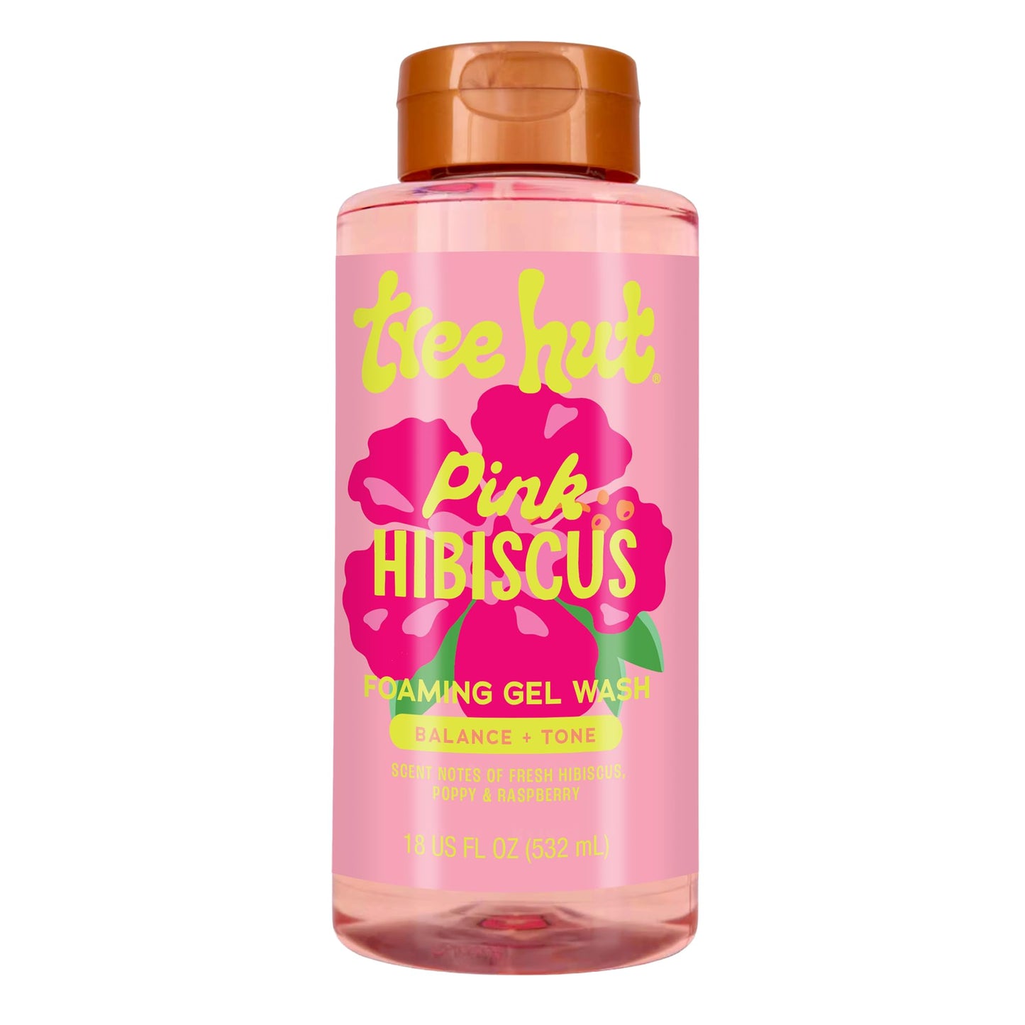 Tree Hut Pink Hibiscus Foaming Gel Wash, Hydrating & Moisturizing Body Wash with Shea Butter & Nourishing Essential Oils, Daily Cleanser for Soft
