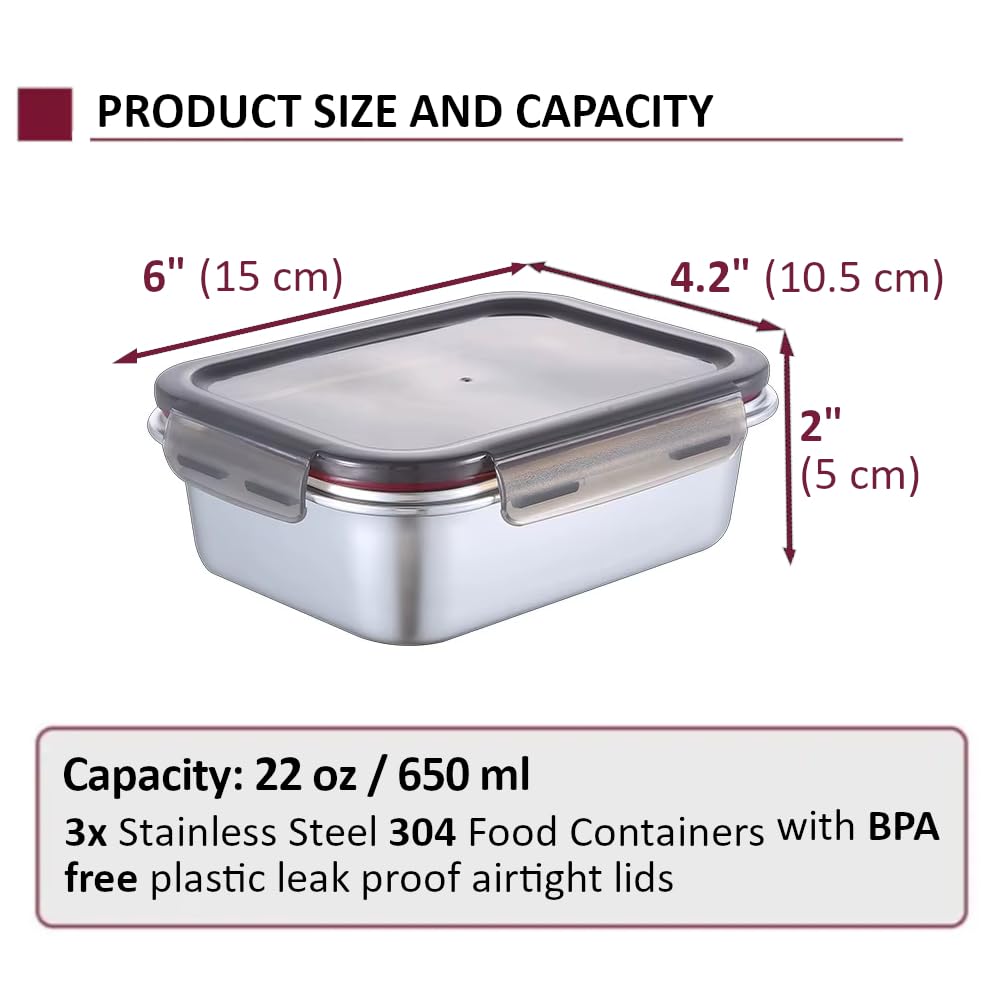 Stainless Steel Food Containers with Lids, Meal Prep Containers Reusable Freezer Storage Containers Lunch Containers Home Improvement Lunch Box…