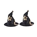 Happyyami 2pcs Mini Witch Hat Fascinators Women Girl Hat Hair Clips Hairpins Cute Barrettes Black