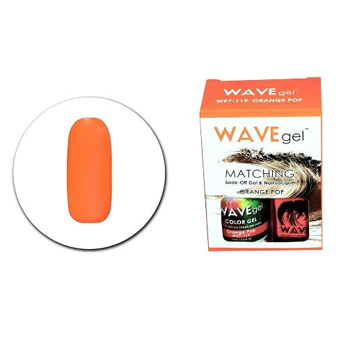 WAVEGEL Soak-0ff Gel & Nail Lacquer Matching Duo Set - Orange Pop - W97119-97119 I 0.5 Oz Beauty & Personal Care WAVE gel