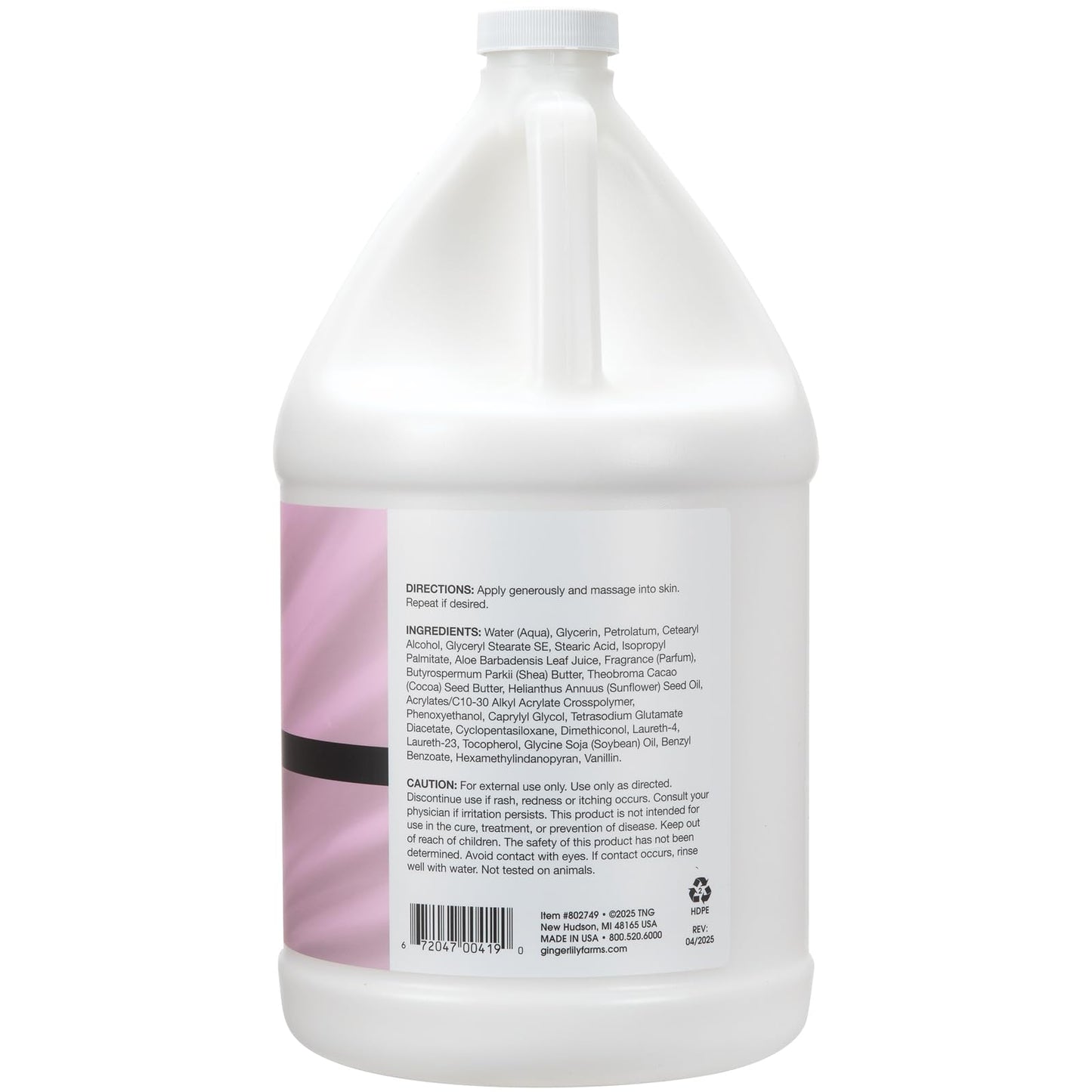 Ginger Lily Farms Botanicals Shea Indulgence 24H Deep Hydration Body Lotion, 100% Vegan & Cruelty-Free, Vanilla Sugar Bliss Scent, 1 Gallon (128 fl