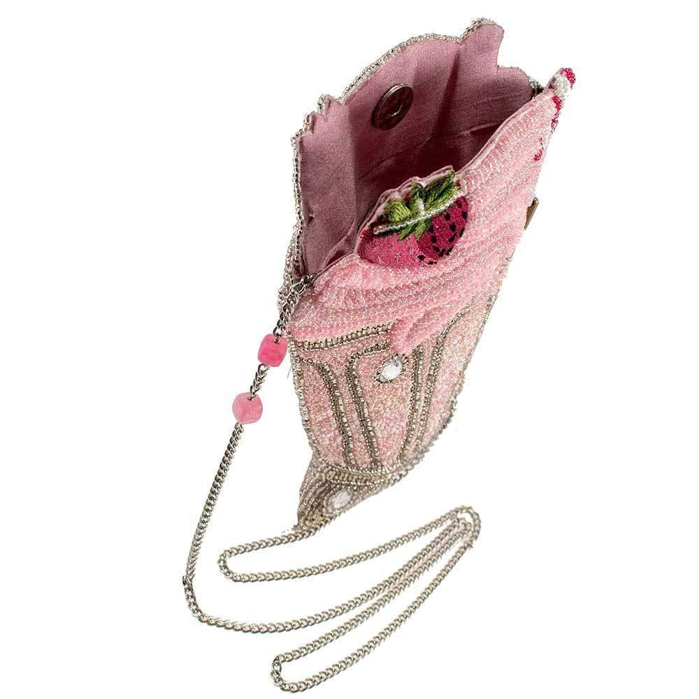 Mary Frances Shake It Up Beaded Milkshake Crossbody Novelty Handbag, Pink