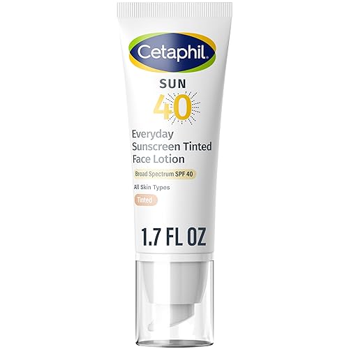 CETAPHIL Everyday Sunscreen Tinted Face Lotion, 1.7 fl oz, Travel Size Sunscreen, 100% Mineral UVA/UVB Filters: Titanium Dioxide & Zinc Oxide, SPF 40