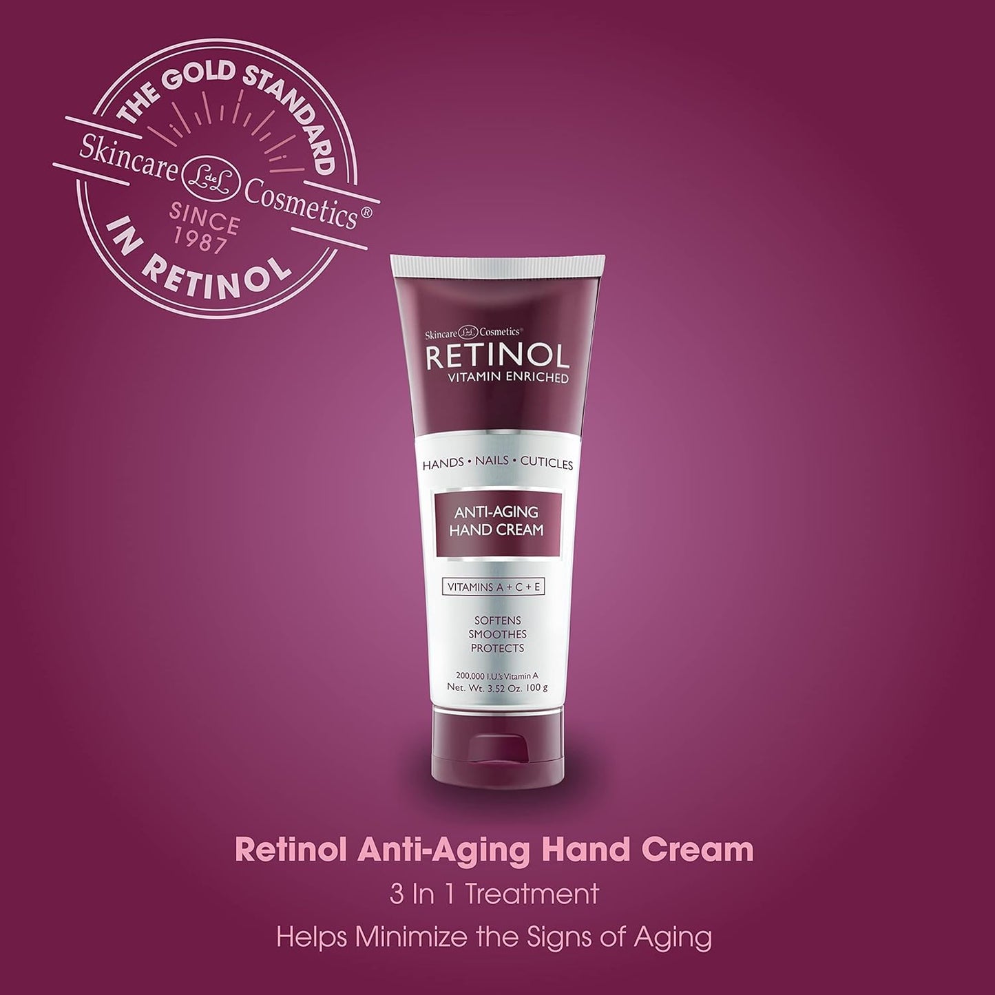 Retinol Anti-Aging Hand Cream - The Original Retinol Brand For Younger Looking Hands -Rich, Velvety Conditions & Protects Skin, Nails & Cuticles