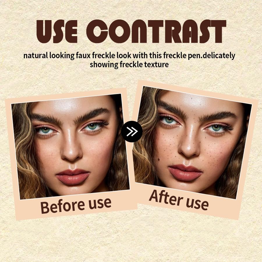 TAIKELOP Dual-Ended Freckle Stamp Pen - Realistic Faux Freckles Makeup with Soft Sponge Stamp & Precision Tip - Waterproof Long-Lasting Freckle Marker