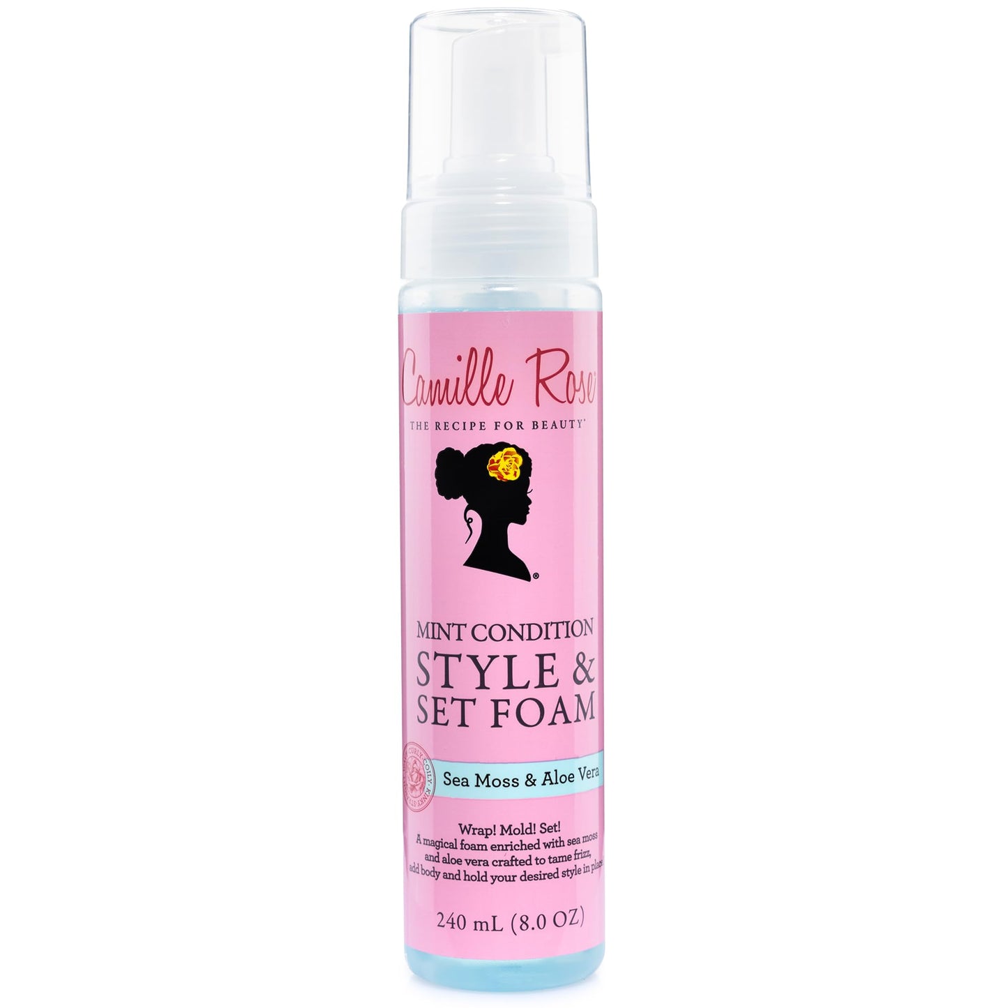 Camille Rose Style & Set Foam, Mint Condition - Sea Moss & Aloe Vera Hair Styling Mousse, Curl Defining, Volumizing + Frizz Control, 8 Oz