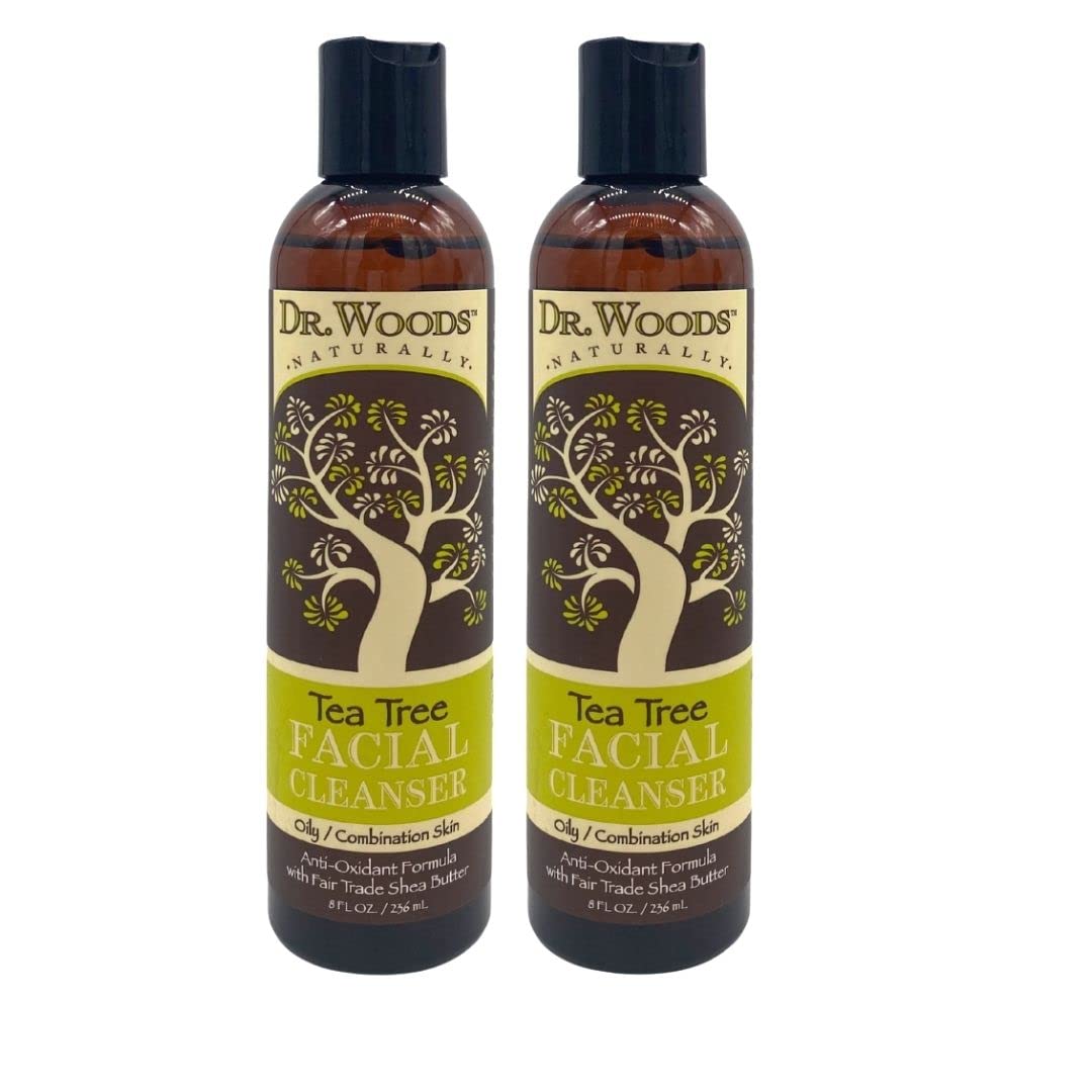 Dr. Woods Shea Vision Tea Tree Liquid Facial Cleanser with Organic Shea Butter, 8 Ounce (Pack of 2)