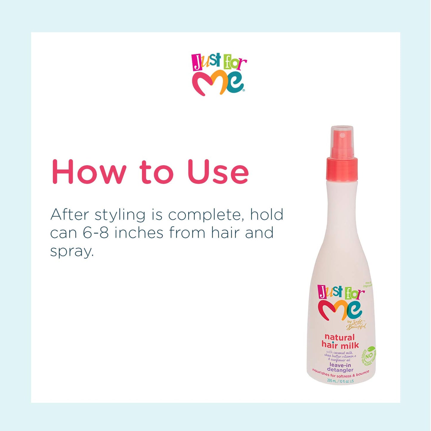 Just for Me Natural Hair Milk Detangler - Detangles & Helps Prevent Breakage, For All Hair Textures, Contains Coconut Milk, Shea Butter & Sunflower