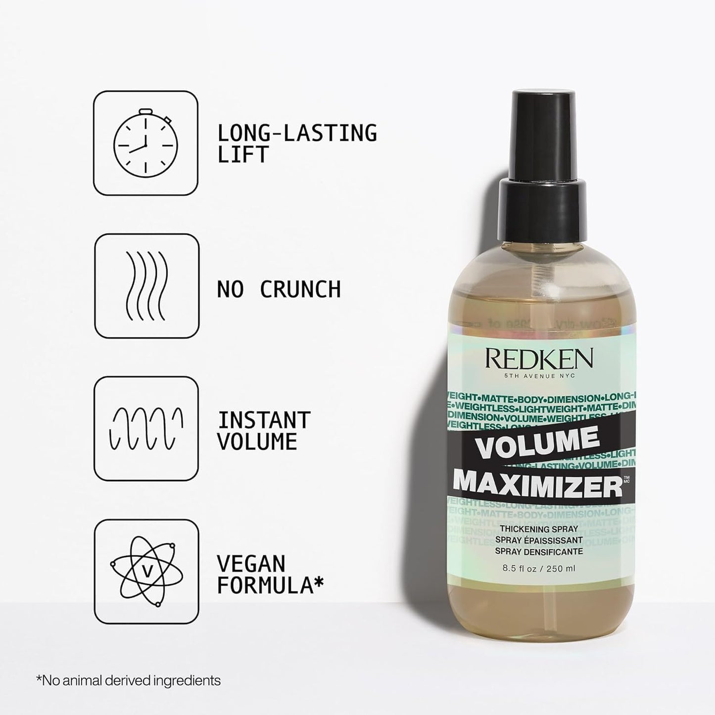 Redken Volume Maximizer Thickening Spray - Weightless Volumizing Spray For All Hair Types, Adds Flexible Volume and Body, For Thicker-Looking Hair