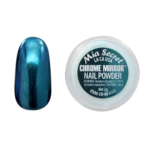 Mia Secret Chrome Mirror Nail Powder - The Origenal Holographic Aqua Manicure Nail Art Decoration For Mirror Effect Nails Beauty & Personal Care Mia Secret