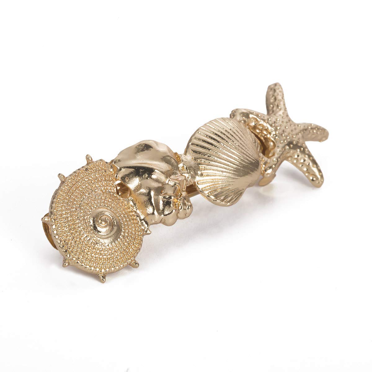 DoubleNine Seashell Starfish Hair Barrettes Clips Hair Accessories Vintage Ocean Boho Beach Wedding Headwear for Women Girls (gold)