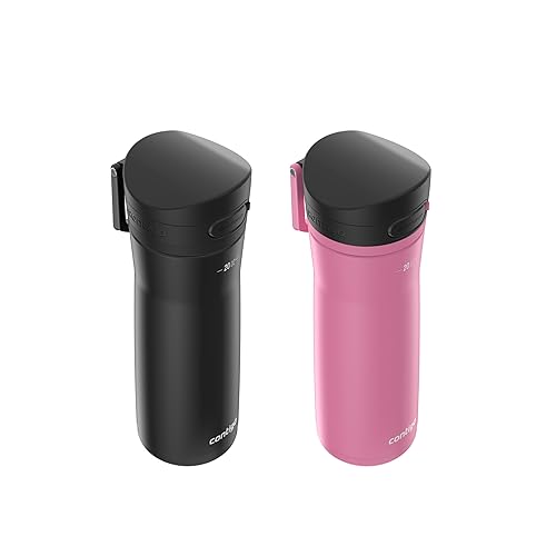 Contigo Jackson Chill 2.0 Water Bottle with Autopop Lid, 20oz, 2-Pack, Pink and Black