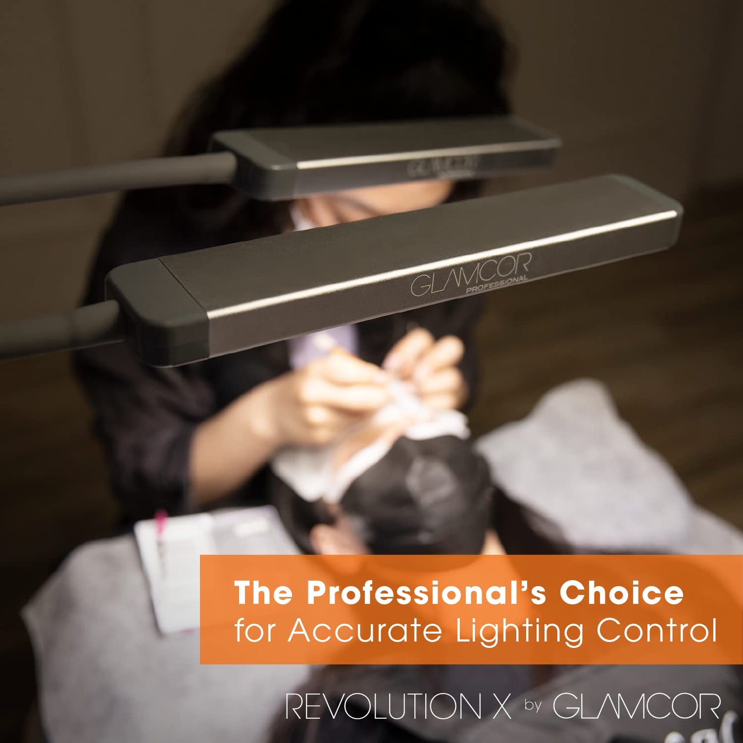 GLAMCOR Revolution X Portable LED Lighting Kit for Makeup Artist, Esthetician and Tattoo Artist | HD 5600K Lighting | Dual-Length arms for Precise