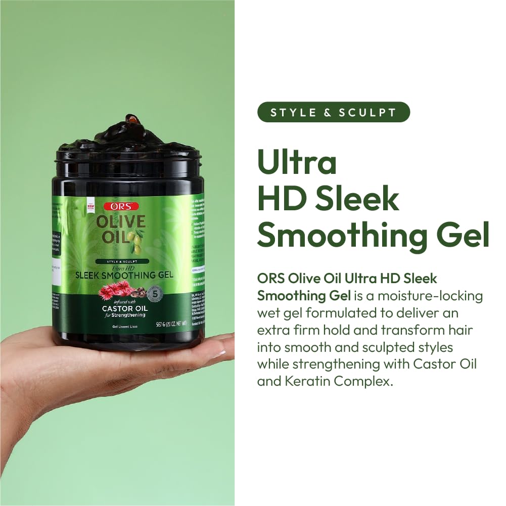 ORS Olive Oil Style & Sculpt Ultra HD Sleek Smoothing Gel with Castor Oil 20 Ounces