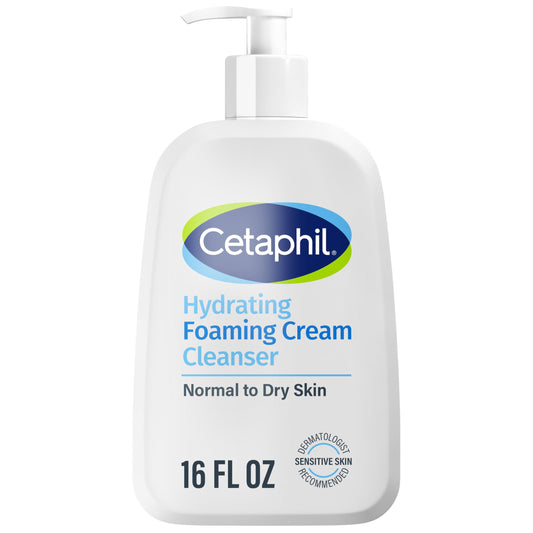 Cetaphil Cream to Foam Face Wash, Hydrating Foaming Cream Cleanser, 16 oz, For Normal to Dry, Sensitive Skin, with Soothing Prebiotic Aloe