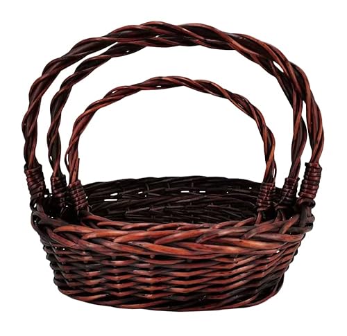 Wald Imports Brown Willow Decorative Nesting Storage Baskets, Set of 3